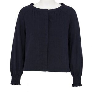 NWT Dokotoo Elegant Navy Long Sleeve Blouse M 95% Poly Career Work